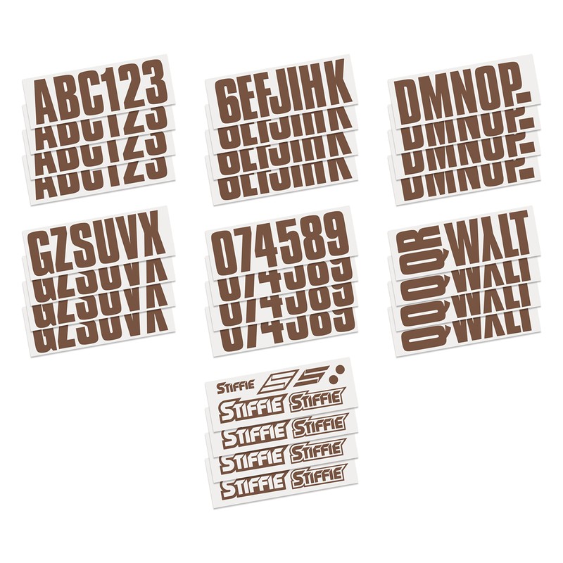 Stiffie Uniline Brown 3" Boat & PWC Registration Decals •
