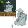 Fisherman Statue Sitting Fishing Old Man Figurine Small Desk Ornament