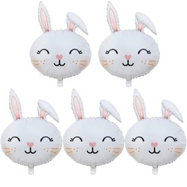 HADCKJA Bunny Balloons Easter Balloons Rabbit Head Foil Balloon for Easter Themed Party Bunny Birthday Supplies Decorations Party Sets-5 PCS