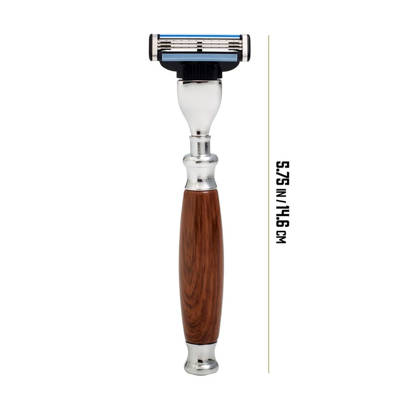 Union Razors SS4RZ Razor with Wood Handle - Brown