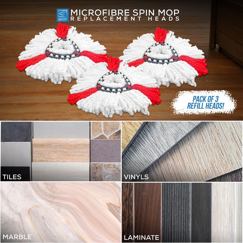 Spin Mop Heads - Compatible with Vileda Mop Head Replacement
