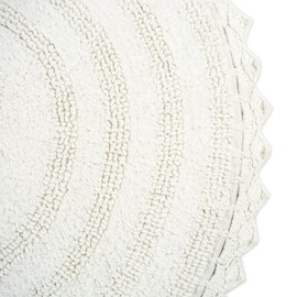 DII Crochet Collection Reversible Bath Mat, Round, 27.5" Diameter, White