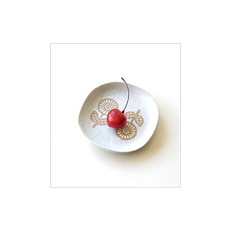 Ksn1202 Plate, Scandinavian Plate, Ceramic, Flower Pattern, Cute, Stylish, Setoyaki,