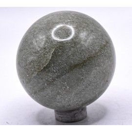 48mm 155g Greenish Aventurine Carved into Sphere Polished Natural Gemstone Crystal Mineral Décor Ball - India + Stand