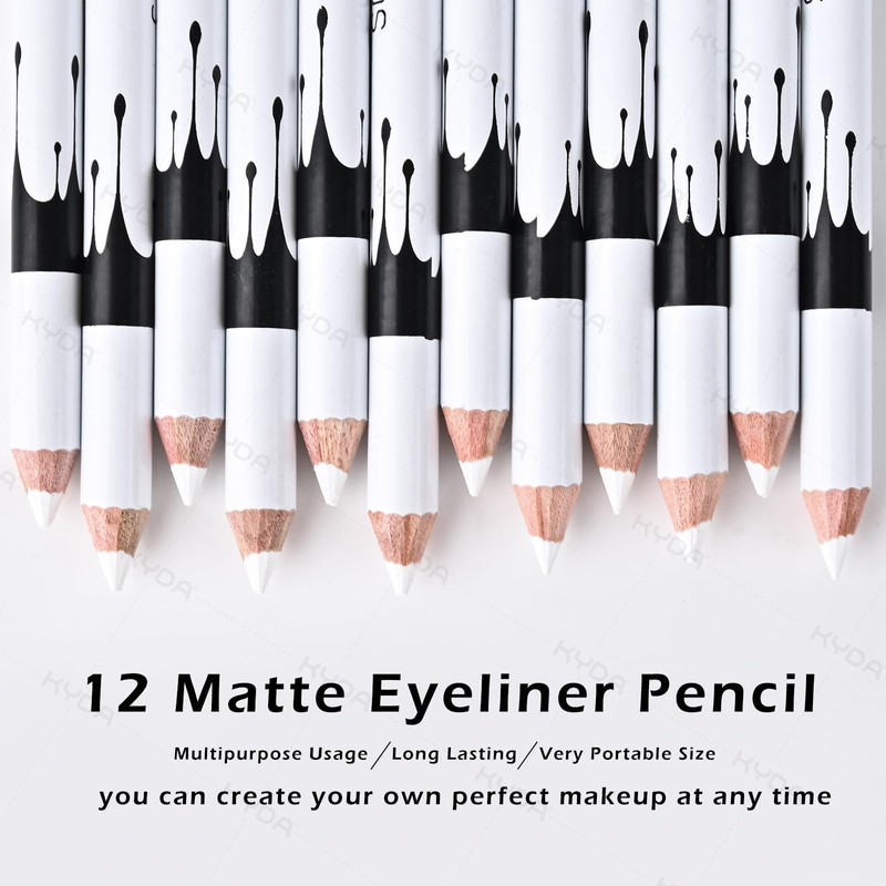 Ownest 12 Pcs White Eyeliner Highlighter Pen, White Pearl Eyeliner