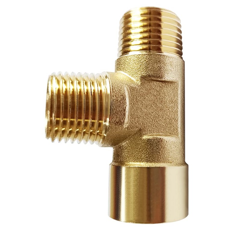 Uenede 2PCS Brass Tee Pipe Fitting 1/2" NPT Male x