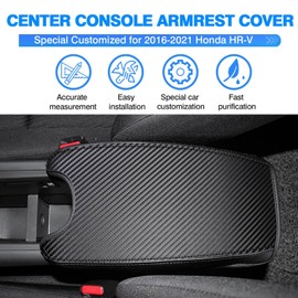 Autorder Center Console Cover for 2016-2020 2021 2022 Honda HR-V HRV Accessories Carbon Fiber Armrest Cover Anti-Scratch Middle Console Pad Leather Armrest Protector
