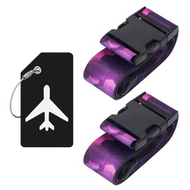 ZOUIQSS Pack of 2 Adjustable Suitcase Strap, Suitcase Strap, Durable Suitcase Straps, Luggage Tag, Travel Packing Straps with Quick Release (Hexagon)