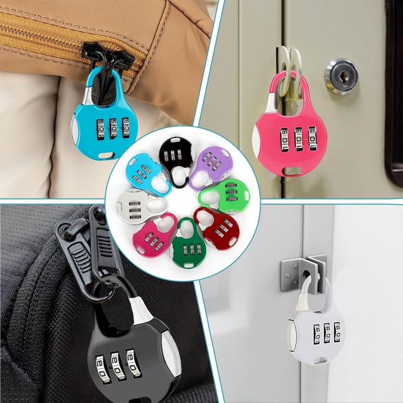 Pack of 8 Combination Padlock Small, Mini Padlock, Combination Lock,