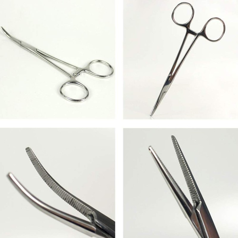 Fishing Hemostat Locking Clamps Tweezers Stainless Steel Curved Tip