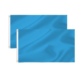 2 Pack 3x5 Foot Pure Solid Blue DIY Flag,Plain Blue Flags Polyester with Brass Grommets,Bright Colors and UV Fade Resistant,DIY Decoration