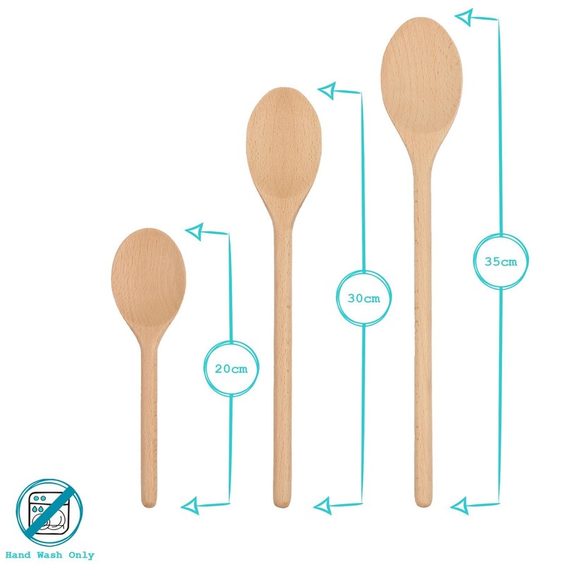 Argon Tableware Wooden Cooking Spoons Set - 3pc - Long