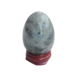 Sunshcat Natural Moonstone Egg Shaped Meditation Chakra and Home Decor Balance Crystals and Healing Stones Statue Set,35 * 50mm Easter and Thanksgiving Gift,with Wooden Bracket