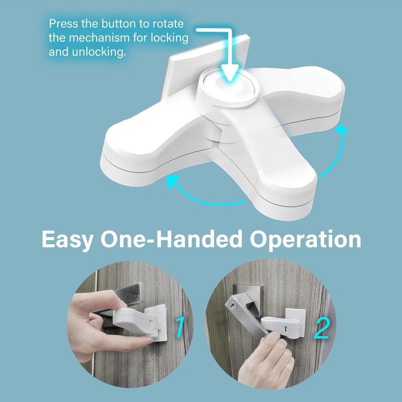 Heart of Tafiti 4 Pack Childproof Door Lever Lock, Baby