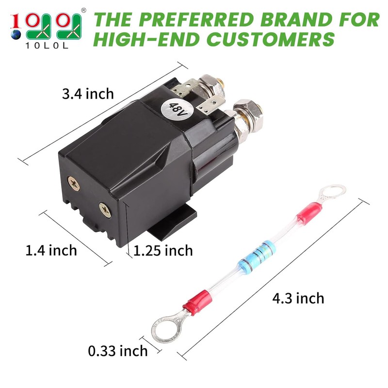 10L0L Golf Cart 48V 200A Solenoid with Resistor Assembly fit