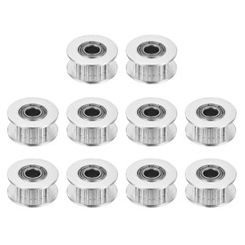 sourcing map 2GT Idler Pulley 20 Teeth 5mm Bore Aluminum Timing Pulley Wheel for 6mm Width 20T Timing Belt for 3D Printer, CNC, Timing Belt-10 Pcs Silver