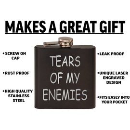 Rogue River Tactical Funny Tears of My Enemies Stainless Steel Hip Flask Premium Matte Black Makes a Great Gift For Him Dad Father Gag Joke Gift