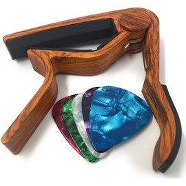 WINGO Guitar Capo for Acoustic and Electric Guitars - Rosewood Color with 5 Picks