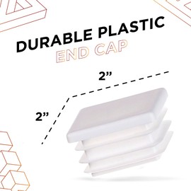 Prescott Plastics 2" Inch Square Plastic Plug Insert (20 Pack), White End Cap for Metal Tubing, Fence, Glide Insert for Pipe Post, Chairs and Furniture - Square Tubing Chair Glide