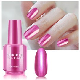 QIUFSSE Metallic Nail Polish Long Lasting Mirror Effect Quick Dry Chrome Nail Polish for DIY and Professional Nail Art (18ML, Light Purple)