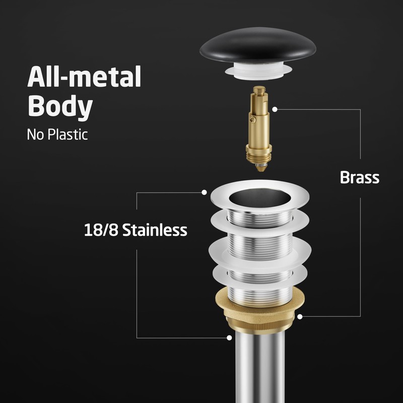 KES Bathroom Sink Drain Without Overflow, Solid Ceramic Cap Pop