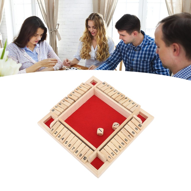 4 Sided Shut The Box Dice Game Wooden Board Table