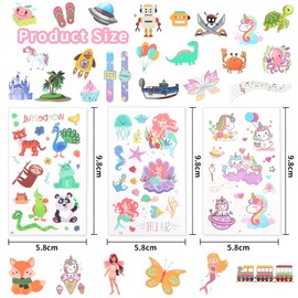 AOOWU Temporary Tattoo for Kids, 60 Sheets Mermaid Unicorn Princess Animal Astronaut Cartoon Tattoo Stickers, Waterproof Cartoon Fake Tattoo Stickers Set for Boys Girls Birthday Gift Party Bag Filler