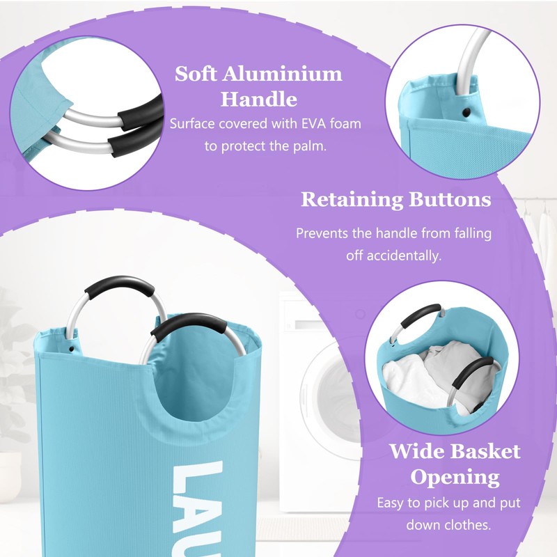 IHOMAGIC 95L Foldable Laundry Basket with Handles, Big Clothes Hamper