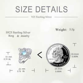 SHEAISRS Witches Knot Ring for Women 925 Sterling Silver Irish Pagan Celtic Knot Wiccan Ring Moonstone Jewelry for Women