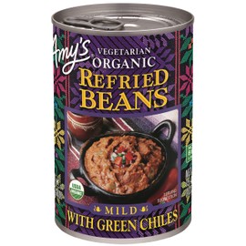 Amy's Vegetarian Organic Refried Beans, Mild with Green Chiles, 15.4 Ounce