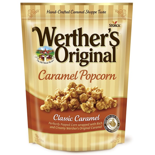 WERTHER'S ORIGINAL Classic Caramel Popcorn, 6 Ounce Bag, Popcorn Bag, Great Snack, Delicious Snacks for Kids, Caramel Popcorn, Sweet Lunch Snacks, Gourmet Popcorn