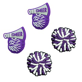 TCHARIRY Purple Cheerleading Shoe Charms - Sport-Themed Decoration Charms Gift for Boys Kids Teens and Adults - Set of 4