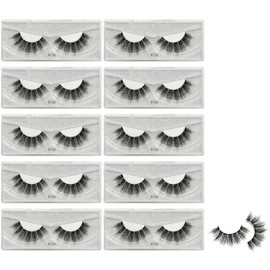 Vayator 10 Pairs Wholesale Natural Mink Eyelashes 3D Mink Lashes Long Thick False Eyelashes High Volume Eye lashes Hand made Makeup Eyelash Soft (S-#104)