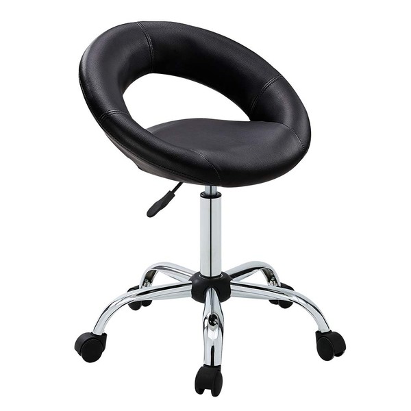 Work Stool WY-171XF Crescent Adjustable Swivel Task Chair on Wheels Duhome (Black)