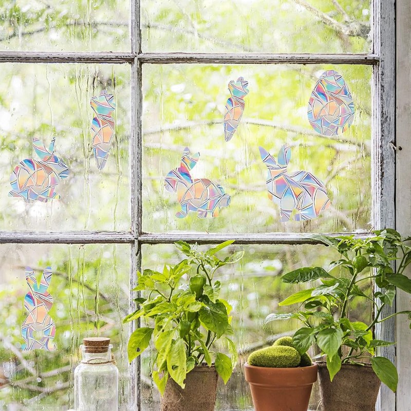 Pack of 2 Rainbow Prism Static Window Stickers - Sun