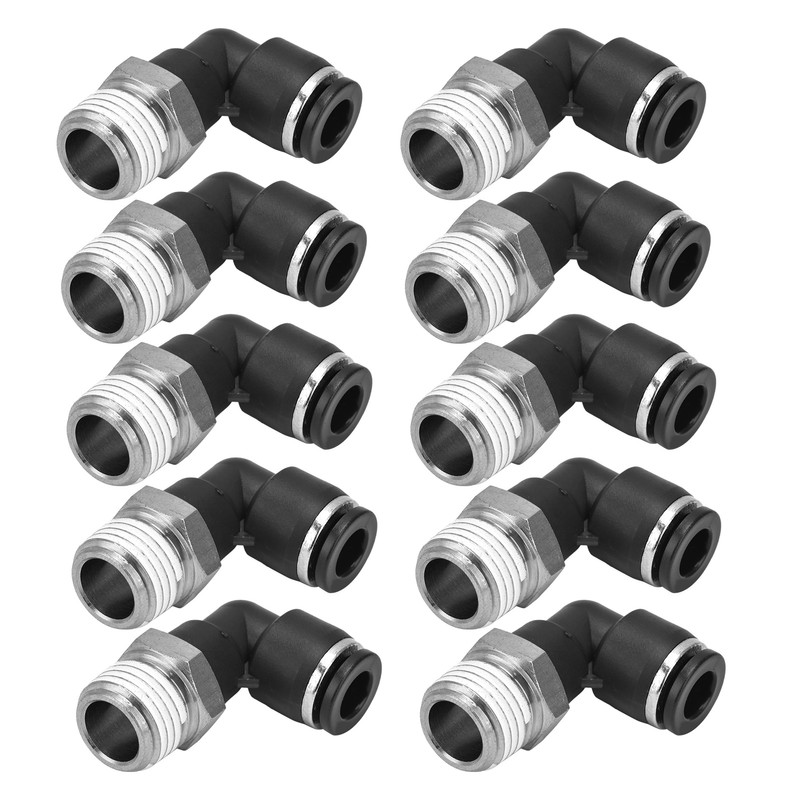 10Pcs Pneumatic Connectors L Shape Right Angle External Thread Quick