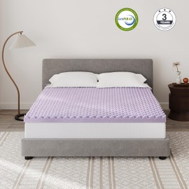 Dyonery 2 Inch Egg Crate Memory Foam Full Mattress Topper, Soothing Lavender Infused, CertiPUR-US Certified, Cooling Sleep, Pressure Relief, 54"×75"×2"