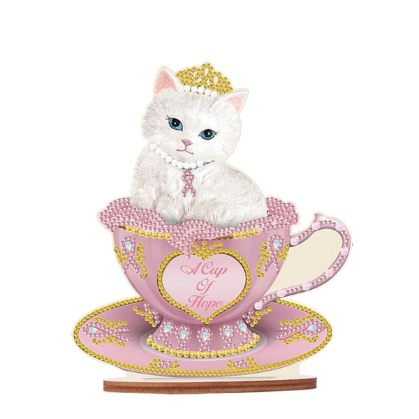 JISHSHAY Diamond Painting Tabletop Decoration DIY Cat Cup Diamond Art