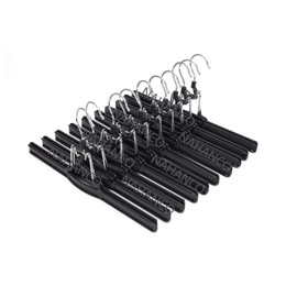 NAHANCO CP200HU 10” Non Slip Metal Skirt Pant Hanger with Rubberized Clamp, Black (Pack of 12)
