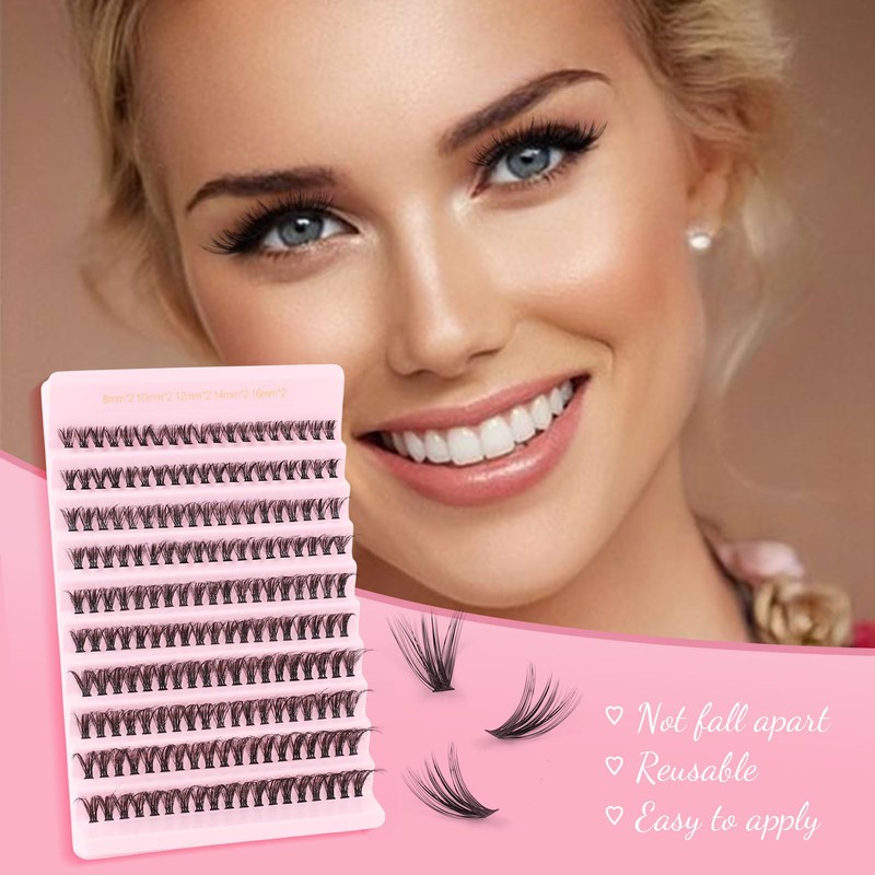 Glowing Win Cluster Lashes Individual Eyelashes 190PCS 40D Lash Clusters