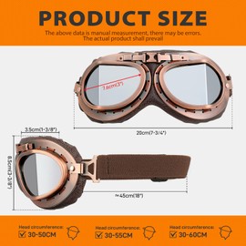 DREAMIZER Motorcycle Googles,Vintage Pilot Style Motorcycle Riding Goggles,UV Protection Motorcycle Goggles Over Glasses