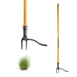 Stand Up Weed Puller Tool with Long Handle - 45.6” Ergonomic Weeder Puller - Cast Steel and Bamboo Weed Remover for Weeding Without Bending or Kneeling - Garden Tools for Gardening by Garret Wade