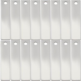 SUNNYCLUE 1 Box 50Pcs Rectangle Tag Charm Blank Silver Dog Tags Small Metal Stainless Steel Flat Stamping Blank Engraved Charm for Jewelry Making Charms Crafting DIY Necklace Bracelet Beginner Adults,