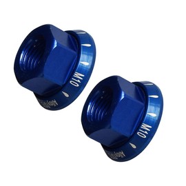 Albedel Blue 2 PCs M10 Bike Wheel Hub Axle Nuts 7075 Aluminum Bicycle Chromed Skewer Bolt Screw Nut Road MTB Replacement