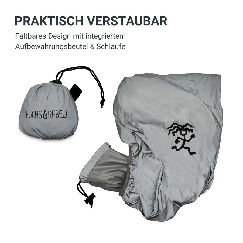 FUCHS & REBELL® Reflective + Waterproof Rain Cover for Backpacks,