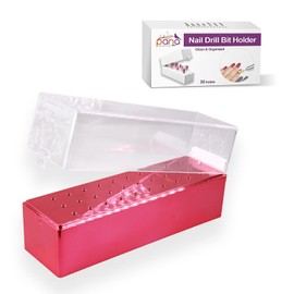 PANA - Soporte para brocas de uñas, organizador de almacenamiento, a prueba de polvo, herramientas para uso doméstico o salón de uñas, (30 agujeros, oro rosa)