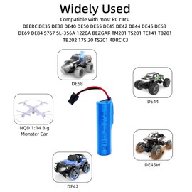 Tosiicop 3.7V Li-ion Battery 1200mAh - 2 Pack Rechargeable Batteries SM-2P Plug with 2 USB Charger Cable for Remote Control Cars Toy Monster Off-Road Trucks Racing RC Car