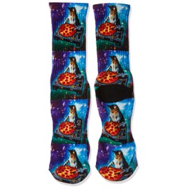 Savvy Sox DJ Pizza Cat Socks - Polyblend Fabric, Ribbed Cushioned Heel - One Size Fits All