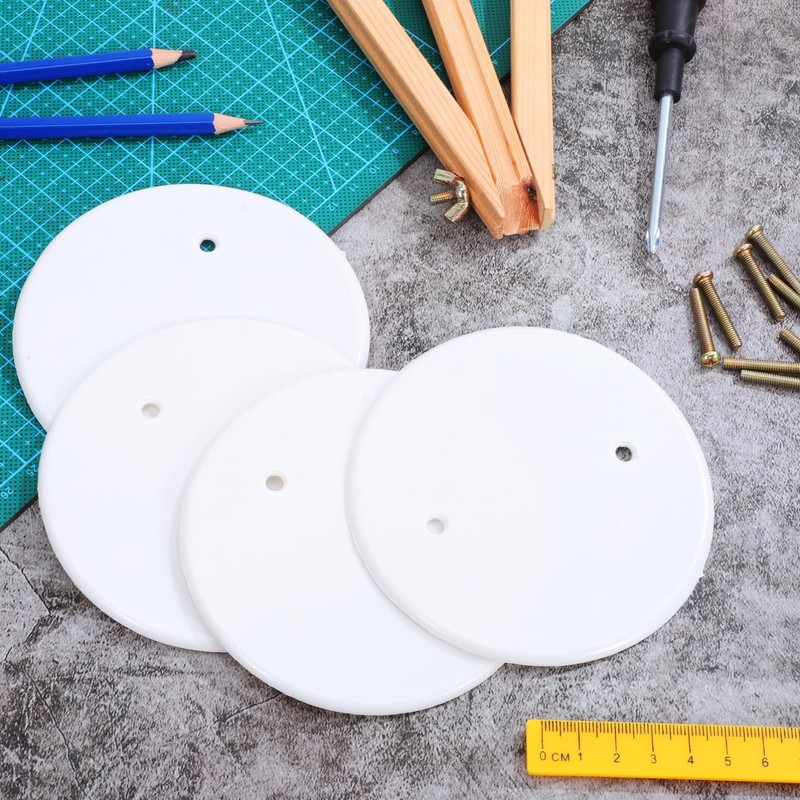 NUOBESTY 4Pcs Ceiling Hole Cover, Plastic Flat Blank Plate Circular
