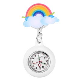 Hemobllo Retractable Nurse Watch - Nurses Fob Watch Cute Cartoon Rainbow Nurses Watch Portable Clip On Watch Badge Watch Fob Watches for Nurses Doctors